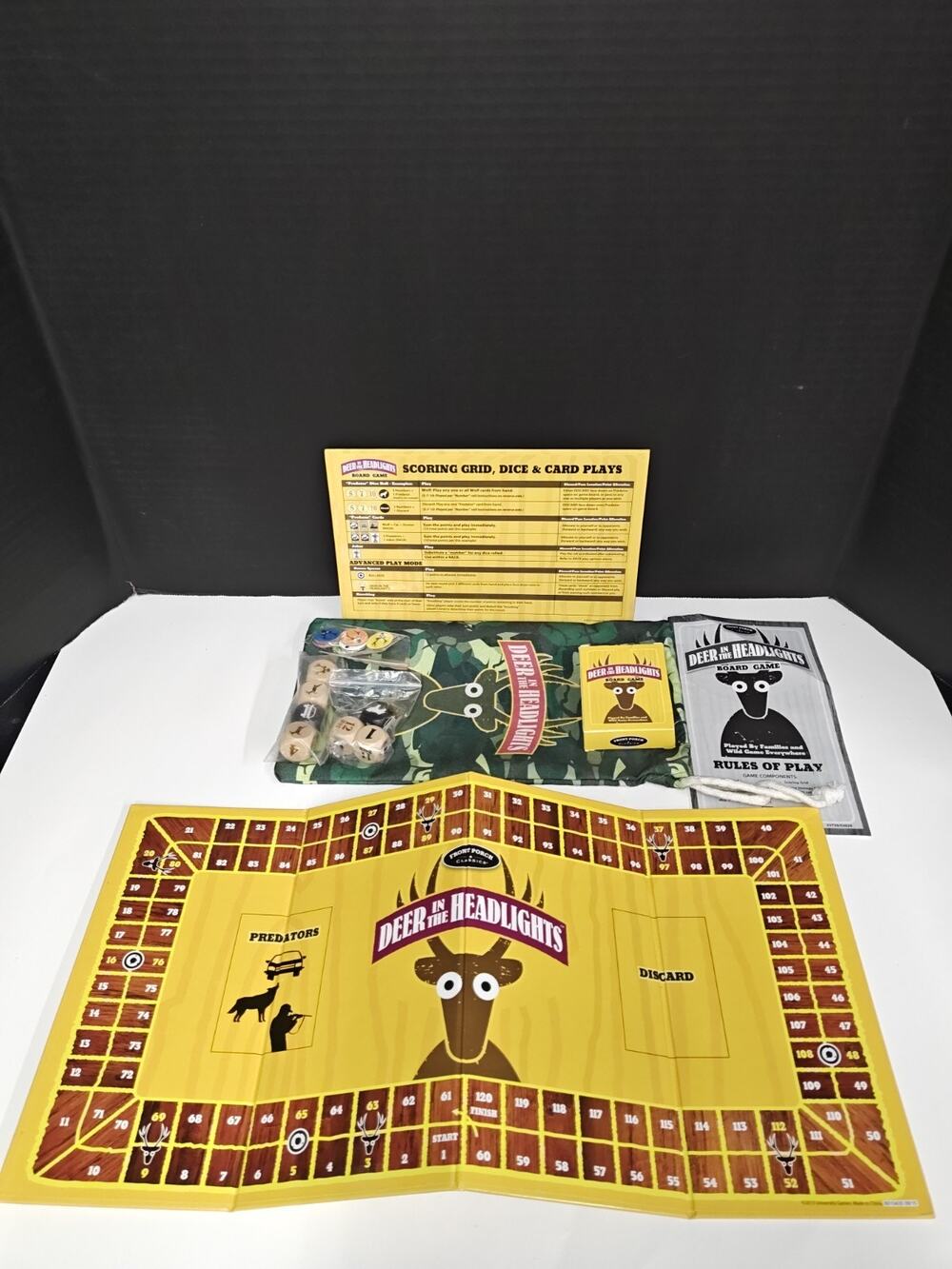 Deer In The Headlights Family Time Table Board Game With Camo Storage Bag 8+